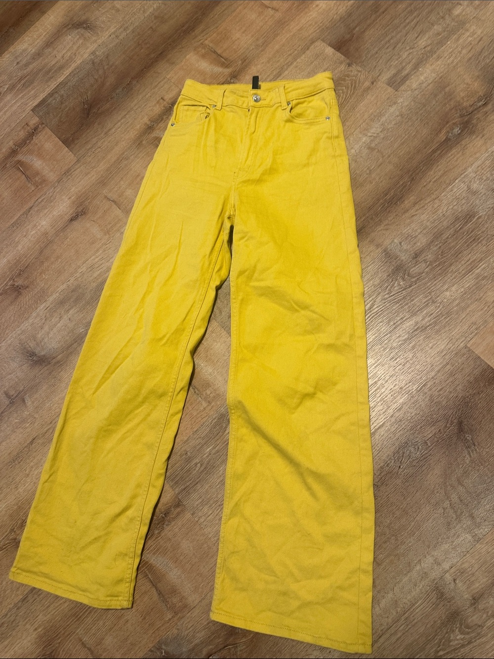 H&M womens Mustard Yellow Straight-Leg Chinos